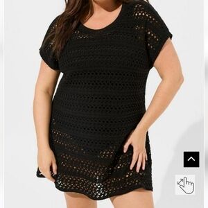 🆕️👙 PLUS SWIM COVER-UP - MINI CROCHET SHORT SLEEVE DRESS👙